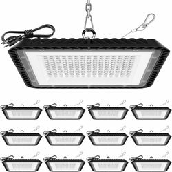 Upgraded Square 200W UFO LED High Bay Light 30000LM 6000K 12 Pack High Bay LED Shop Lights for Warehouse Workshop Garage Barn Factory Gym Commercial I