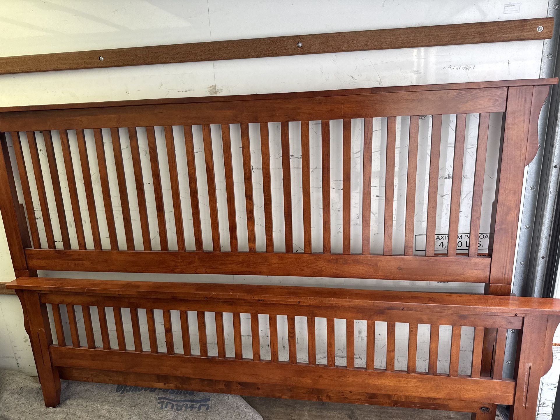 Brown wood king bed Frame