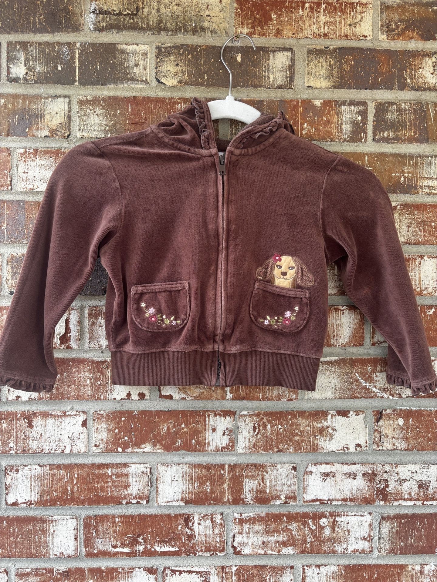 Gymboree Primrose Brown Puppy Zip up Hooded Jacket 