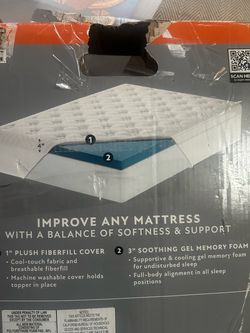 4” gel memory foam mattress topper CAL KING