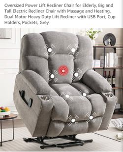 Brand new oversized power lift recliner chair with massage and heating