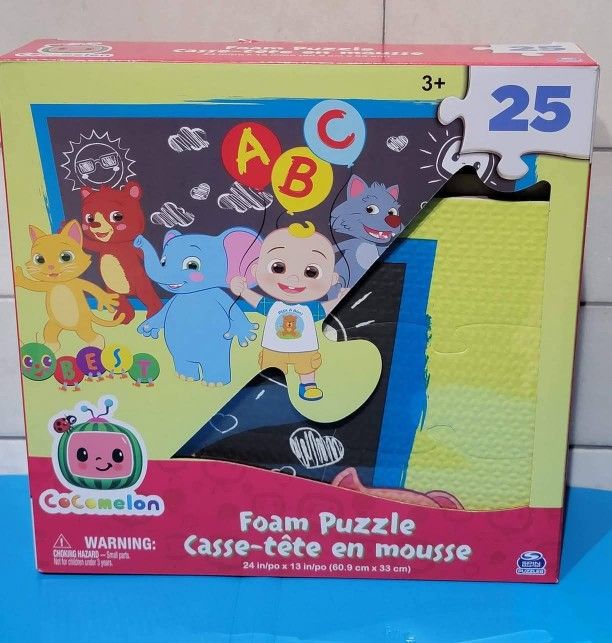 Cocomelon 25 Piece Foam Jigsaw Puzzle Mats 
$6.00 each (two available) 
Each Measures about 24" X 13" 