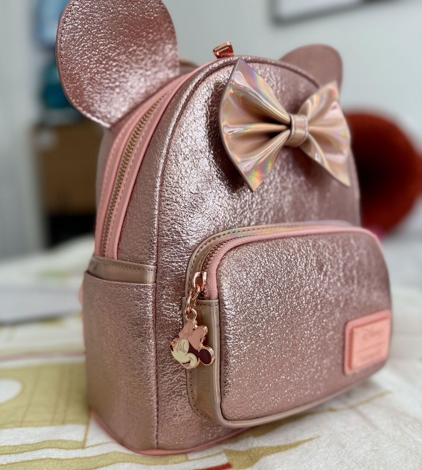 Loungefly Rose Metallic Pink Minnie Mouse Backpack