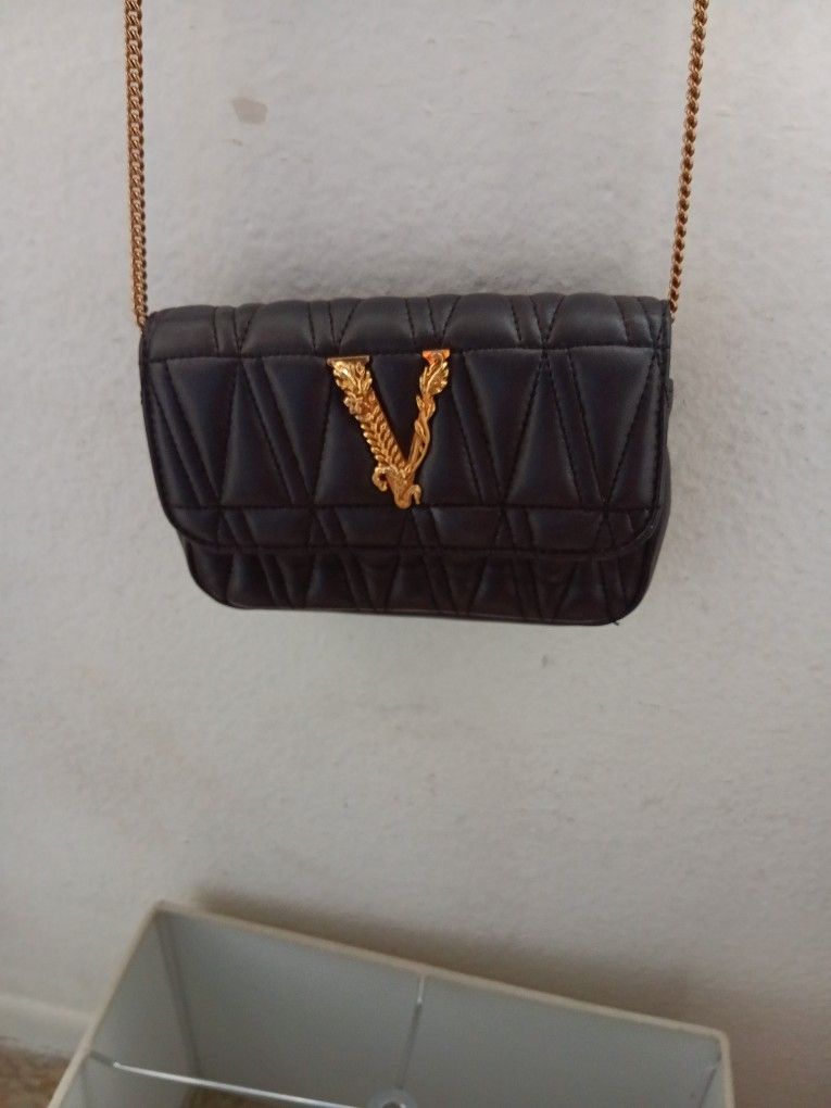 Versace Virtus mini bag in black nappa leather