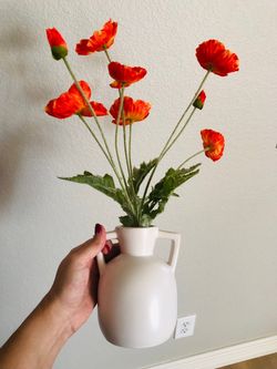 White Ceramic Jug Vase with Handle