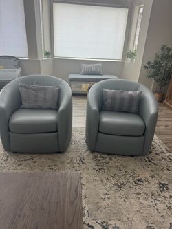 Blue - Gray Barrel Chairs (Set of 2)