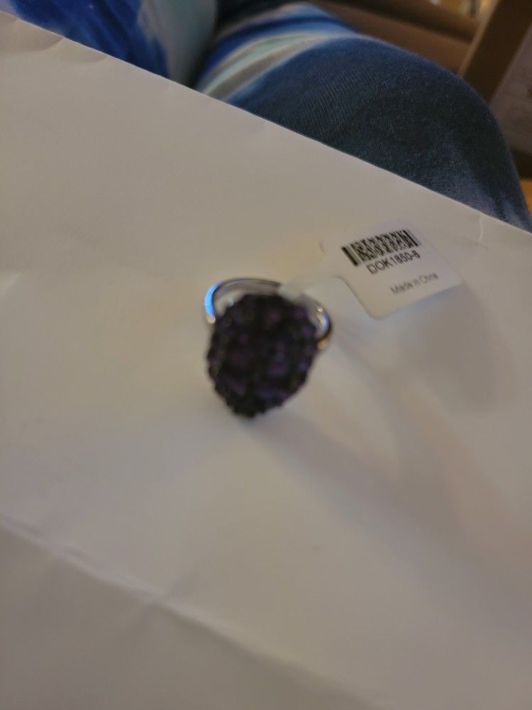 Amethyst Rhodium Ring