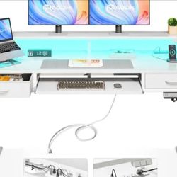 Electric Standing Desk with Drawers & Keyboard Tray