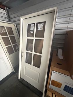 36x80 6-Lite Fiberglass Front Door w/ Frame – Right-Hand Inswing – New