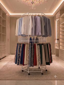 70” Tall Two-Tier Hexagonal Rolling Clothes Rack