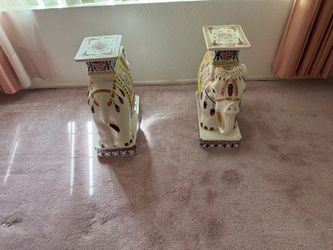Pair of Chinese Porcelain Elephant Garden Stools