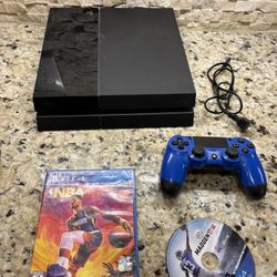 Sony PlayStation 4 CUH-1115A Console with Blue Controller Tested Working