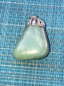 Nephrite Jade Pendant with Metal Cap