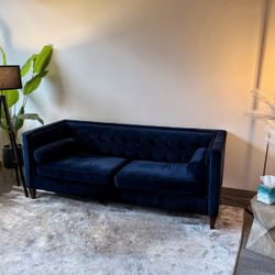 Mick 84" Velvet Tuxedo Arm Sofa with Reversible Cushions