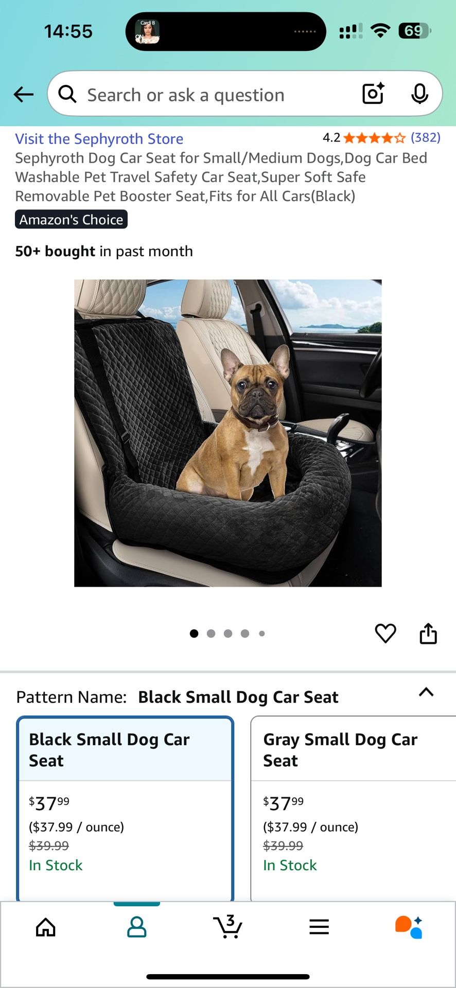Dog Car Seat and Bed for Small/Medium Dogs