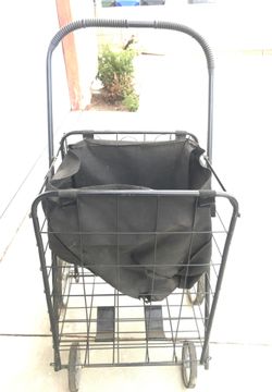 Black 4 Wheel Utility Cart With Shelf