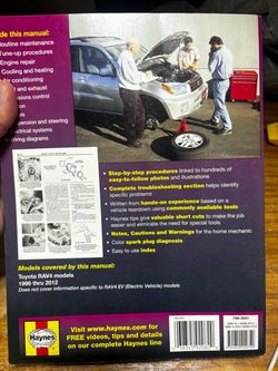Haynes Rav4 repair manual 1998 thru 2012