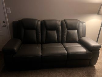 Dark Gray Leather Reclining Sofa