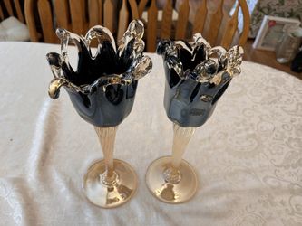 Crystal Glasses with stem. A pair.