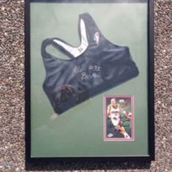 WNBA Seattle Storm basketball Adia Barnes framed autographed sports bra with letter of authenicity!
