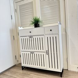 Shoe Cabinet with High Boot & Storage Drawer, Large Capacity Modern  with Shoe Rack (18-22 Pairs), White