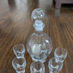Glass Decanter With Lid With 5 Shot Glasses