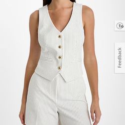 Express White Pinstripe Vest Top 