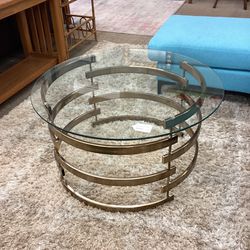 Mod Gold & Glass Coffee Table 