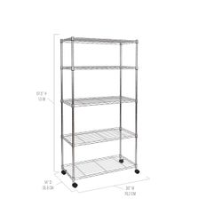 Garage Shelving, 62"x30"x14" Metal Shelves 5 Tier Wire Shelving (Chrome)