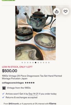 Vintage Dragonware Moriage Porcelain Tea Set