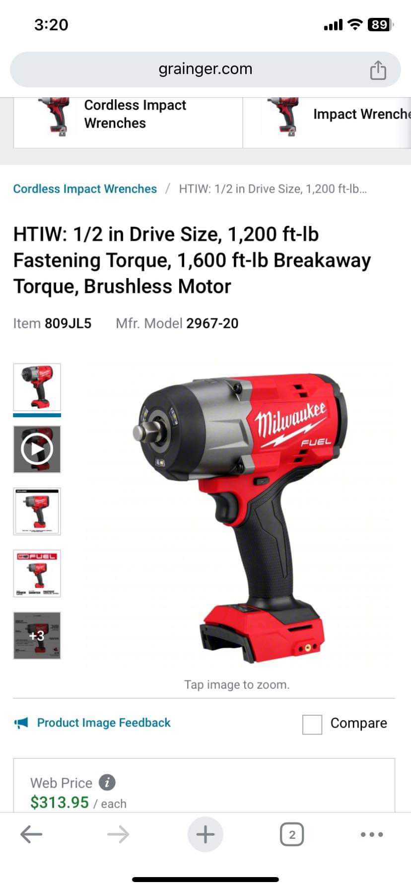 Milwaukee M18 Fuel 1/2 Inch High Torque Impact Wrench $230 Tool Only 
