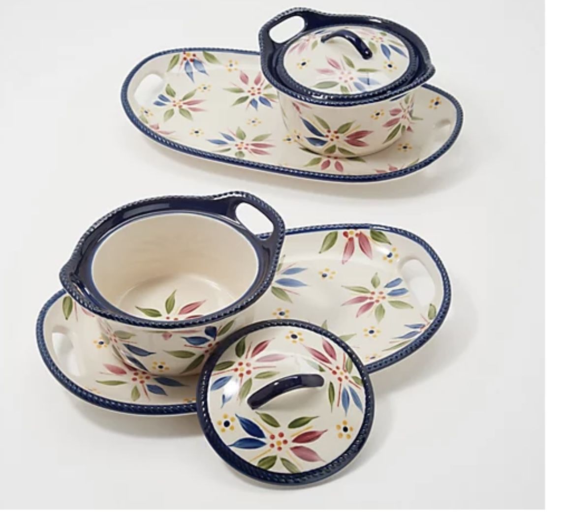 Temp-tations Old World Set of 2 Lidded Soup and Sandwich Set