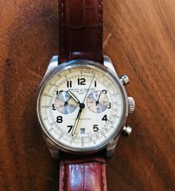 J.Crew Mougin & Piquard Swiss Made Cream Dial Leather Men’s Watch No battery
