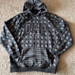 DAP x GAP Hoodie Dapper Dan Size L Houndstooth Grey Gray 