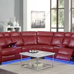 Sectional led Usb Recline $2500 NEW 