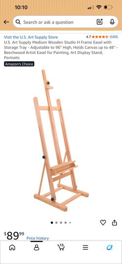 Wooden Studio H Frame Easel with Storage Tray Adjustable to 96" High