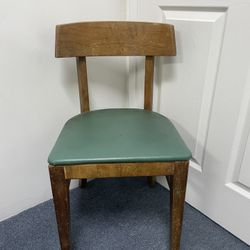 (1) Leather Seat Wooden Chair (Brown, Green)