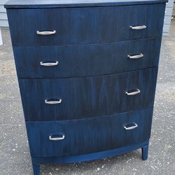 Dresser vintage curved drawers blue with black wash 4 nice size drawers.  dovetail construction. slide really well for an old piece  #8400 Originally 