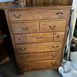 Matching Wood Dresser, End Tables, And Armoire Set