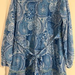 NEW Custom Made Cotton Dress – Free Size (Blue Pattern, Lightweight & Comfortable)