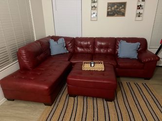 Red leather sectional