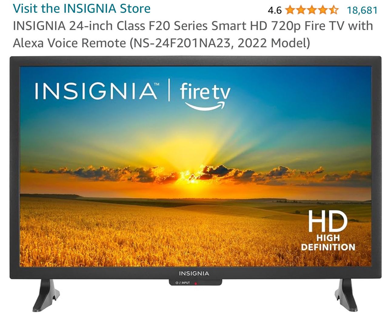 Like new Insignia Amazon Fire TV 26” HDTV