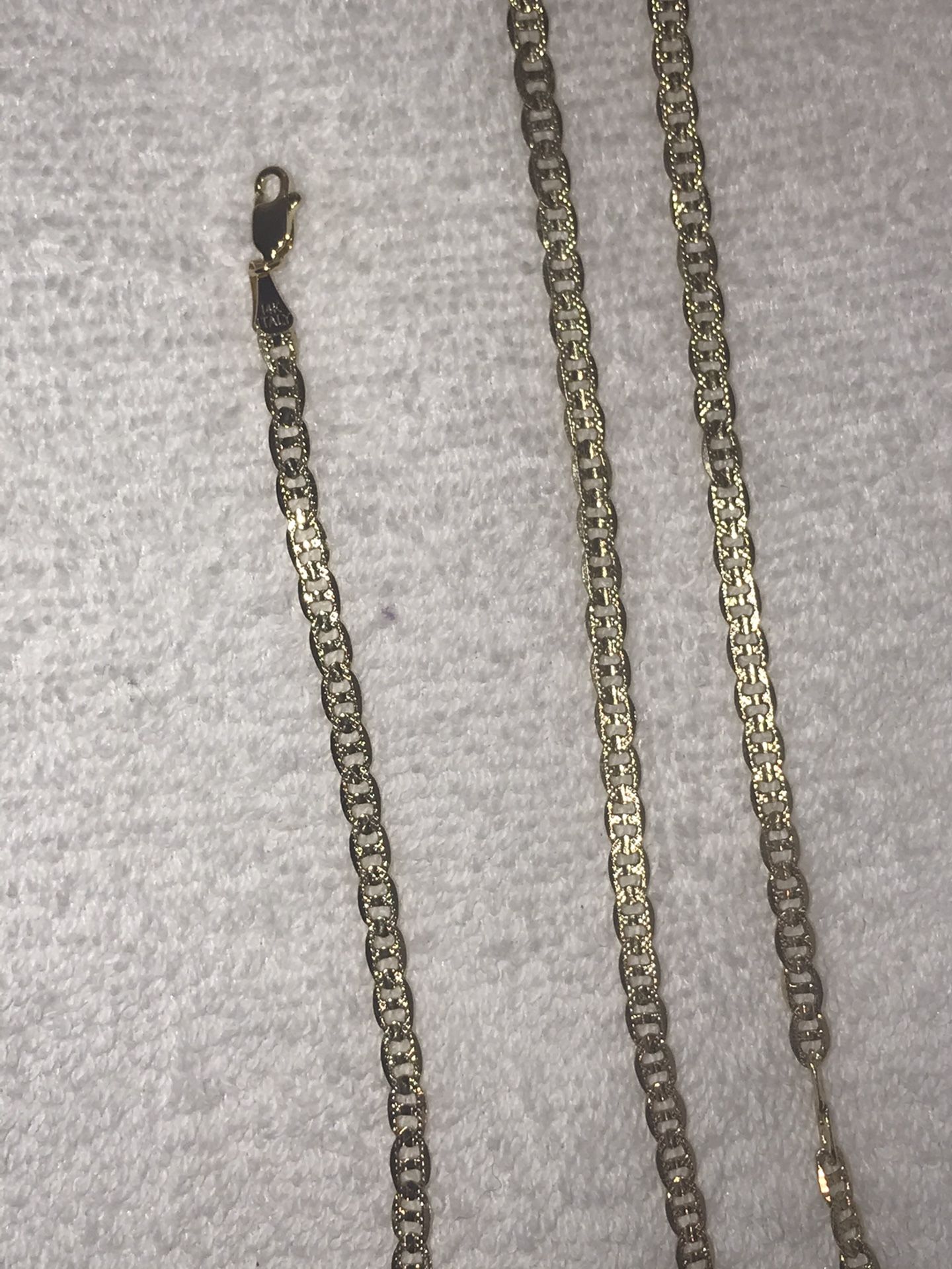 14K Chain and Bracelet Set With Charm