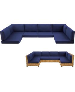 14-Piece Patio Furniture Cushions Set, Replacement Outdoor Cushions for 6-Seat Patio Sectional, Waterproof & Fade Resistant Deep Seat Cushion for Outd