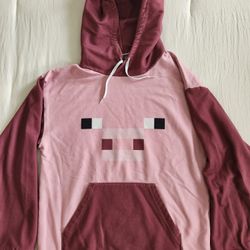 Minecraft Hoodie Sweatshirt  Pig Adult  Small Pink Men's Women's Unisex