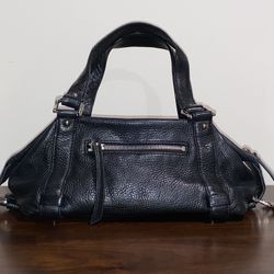 Banana Republic pebbled leather slouchy satchel/hobo handbag/purse - black with silver hardware - GREAT CONDITION