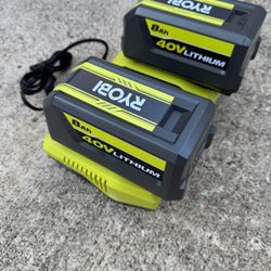 Ryobi 2 Batería 40v 8ah Y Cargador Doble New