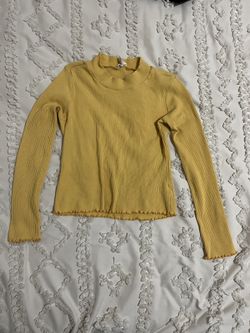 Yellow Ribbed Long Sleeve Top