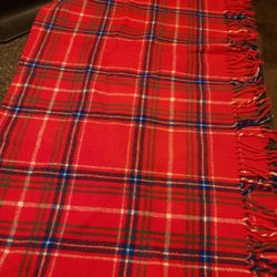 Red plaid flannel throw 50x54" 