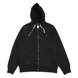 POLO RALPH LAUREN DOUBLE KNIT FULL ZIP HOODIE MEDIUM M BLACK THERMAL SWEATSHIRT BNWT!